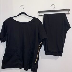 JAANUU Black Scrub Top and Pants Set